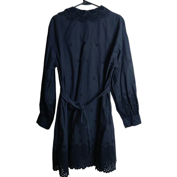 Ulla Johnson Gemma Broderie Anglaise Eyelet Cotton Poplin Shirt Dress Black 8/10 - Picture 4 of 14